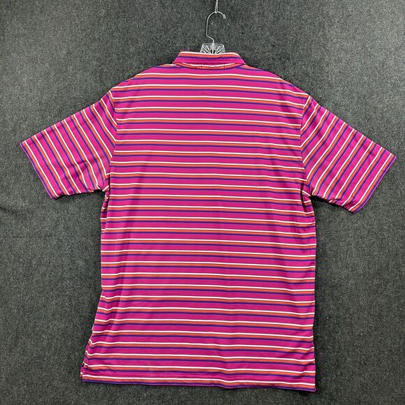 Alan Flusser Polo Shirt Men's Large Pink Striped Golf Bamboo Charcoal - Picture 3 of 8